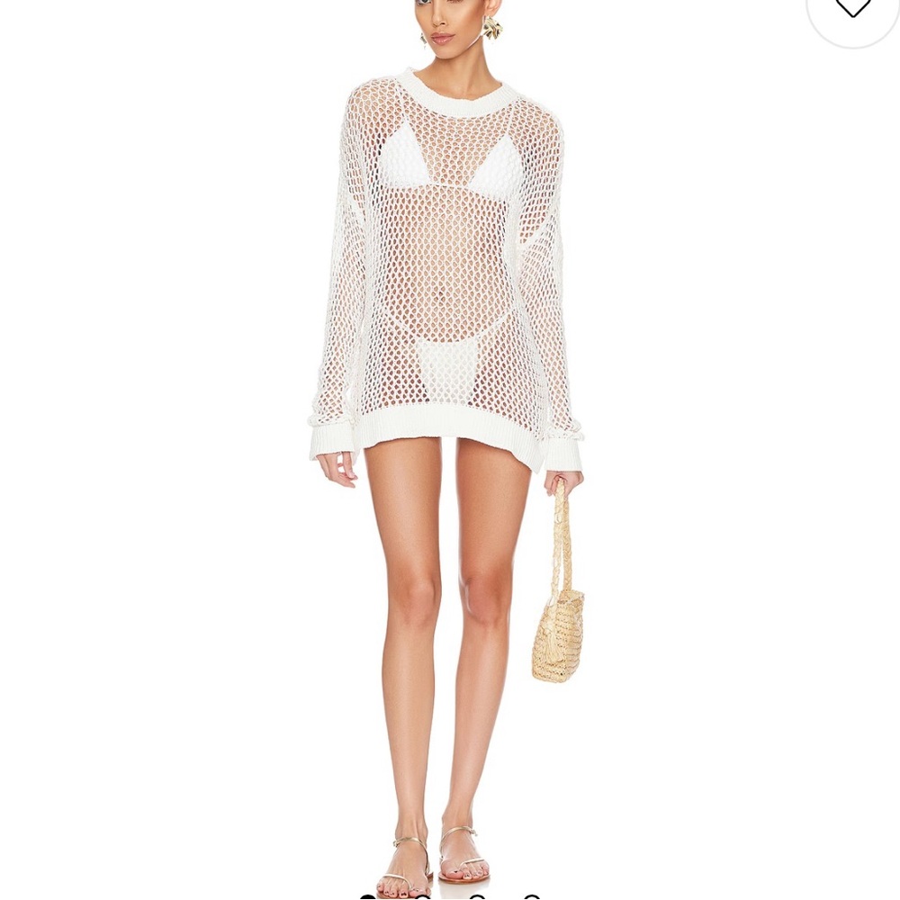 Beach Riot Hilary white open knit sweater cover up size XL